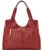 Color:Scarlet - Image 1 - Corla Leather Gold Tone Shoulder Bag