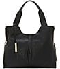 Color:Black - Image 1 - Corla Leather Gold Tone Shoulder Bag
