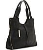 Color:Black - Image 4 - Corla Leather Gold Tone Shoulder Bag
