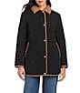 Vince Camuto Cotton Touch Diamond Quilt Down Point Collar Water Resistant Barn Coat, Color:Black - Image 2