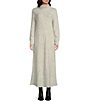Color:Silver Heather - Image 1 - Cozy Knit Turtleneck Long Sleeve Shift Midi Sweater Dress