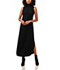 Color:Rich Black - Image 1 - Cozy Knit Turtleneck Sleeveless Maxi Sweater Dress