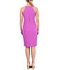 Color:Violet - Image 2 - Crepe Halter Neck Sleeveless Ruffle Front Side Slit Sheath Dress