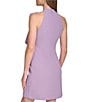 Color:Lilac - Image 2 - Crepe Halter Tie Neck Sleeveless Shift Mini Dress