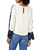 Vince Camuto Crew Neck Long Floral Sleeve Split Button Cuff Blouse - Image 2