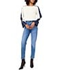 Vince Camuto Crew Neck Long Floral Sleeve Split Button Cuff Blouse - Image 3