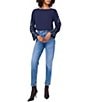 Vince Camuto Crew Neck Long Floral Sleeve Split Button Cuff Blouse - Image 6