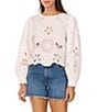 Vince Camuto Crew Neck Long Sleeve Embroidered Blouse - Image 1