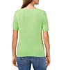 Color:Melon Green - Image 2 - Crew Neck Short Sleeve Ribbed Knit Sweater