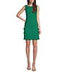 Color:Green - Image 1 - Crew Neck Sleeveless Bow Side Detail Shift Dress