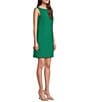 Color:Green - Image 3 - Crew Neck Sleeveless Bow Side Detail Shift Dress