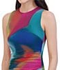 Color:Multi - Image 4 - Crew Neck Sleeveless Mesh Maxi Dress