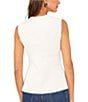 Color:Antique White - Image 2 - Crew Neck Sleeveless Mixed Ribbed Knit Peplum Top
