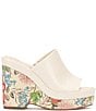 Color:Creamy White - Image 2 - Danvy Leather Floral Wedge Sandals