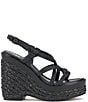 Color:Black - Image 2 - Delyna Strappy Leather Platform Wedge Sandals