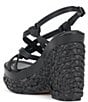 Color:Black - Image 4 - Delyna Strappy Leather Platform Wedge Sandals