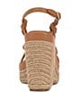 Color:Golden Walnut - Image 3 - Delyna Leather Strappy Platform Wedge Sandals