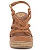 Color:Golden Walnut - Image 5 - Delyna Leather Strappy Platform Wedge Sandals