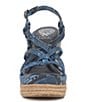 Color:Elemental Indigo - Image 5 - Delyna Snake Print Leather Strappy Platform Wedge Sandals