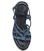 Color:Elemental Indigo - Image 6 - Delyna Snake Print Leather Strappy Platform Wedge Sandals