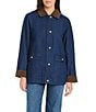 Vince Camuto Denim Corduroy Point Collar Snap Front Barn Style Jacket - Image 1