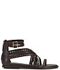Color:Rootbeer - Image 2 - Dirrazo Leather Gladiator Studded Flat Sandals