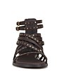 Color:Rootbeer - Image 5 - Dirrazo Leather Gladiator Studded Flat Sandals