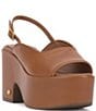 Color:Golden Walnut - Image 1 - Elyse Leather Chunky Platform Slingback Sandals