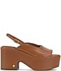 Color:Golden Walnut - Image 2 - Elyse Leather Chunky Platform Slingback Sandals