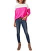 Vince Camuto Extended Shoulder Crew Neck Color Block Long Sleeve Cozy