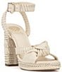 Color:Creamy White - Image 1 - Fancey Leather Knotted Woven Platform Sandals
