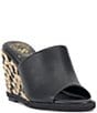 Color:Black - Image 1 - Fayla Leather Dress Wedge Sandals