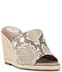 Color:Light Taupe - Image 1 - Fayla Snake Embossed Leather Wedge Sandals