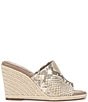 Color:Light Taupe - Image 2 - Fayla Snake Embossed Leather Wedge Sandals
