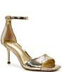 Color:Gold - Image 1 - Febe Metallic Leather Dress Sandals