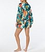 Color:Multi - Image 2 - Floral Print Surplice V-Neck Kimono Sleeve Cover-Up Romper