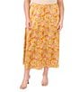Vince Camuto Floral Satin Pull On Midi Skirt, Color:Crushed Orange - Image 1