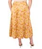 Vince Camuto Floral Satin Pull On Midi Skirt, Color:Crushed Orange - Image 2