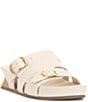 Color:Creamy White - Image 1 - Freoda Leather Buckle Slide Sandals