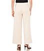 Color:Clay - Image 2 - Front Pleat Twill Side Pocket Wide Leg Trouser Pant