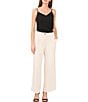 Color:Clay - Image 3 - Front Pleat Twill Side Pocket Wide Leg Trouser Pant
