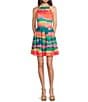 Color:Multi - Image 1 - Halter A Line Sleeveless Mini Dress