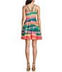 Color:Multi - Image 2 - Halter A Line Sleeveless Mini Dress
