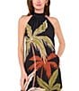 Color:Rich Black - Image 3 - Halter Neck Sleeveless Floral Dress