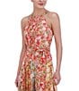 Color:Multi - Image 3 - Halter Neck Sleeveless Floral Empire Waist Midi Dress