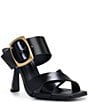 Color:Black - Image 1 - Helya Leather Buckled Dress Slide Sandals