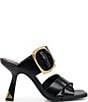 Color:Black - Image 2 - Helya Leather Buckled Dress Slide Sandals