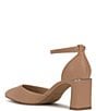 Color:Sandstone - Image 4 - Hendriy Leather Ankle Strap Block Heel Pumps