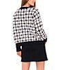 Vince Camuto Houndstooth Round Neck Long Sleeve Sweater, Color:Rich Black - Image 2