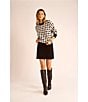 Vince Camuto Houndstooth Round Neck Long Sleeve Sweater, Color:Rich Black - Image 5